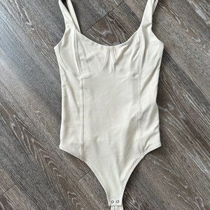 Abercrombie And Fitch Double Layered Corset Bodysuit Tan Nude